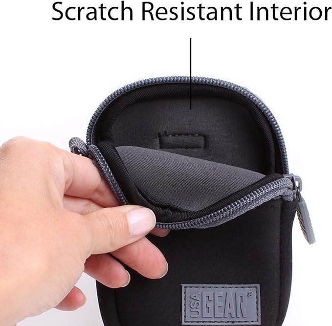 USA GEAR Compact Camera Case - Water Resistant Digital Camera Small Bag w/Belt Loop, Wrist Strap, Pocket for SD Card, Charging Cable - Pouch Compatible with Canon, Nikon, Sony and More (Black) - Image 5