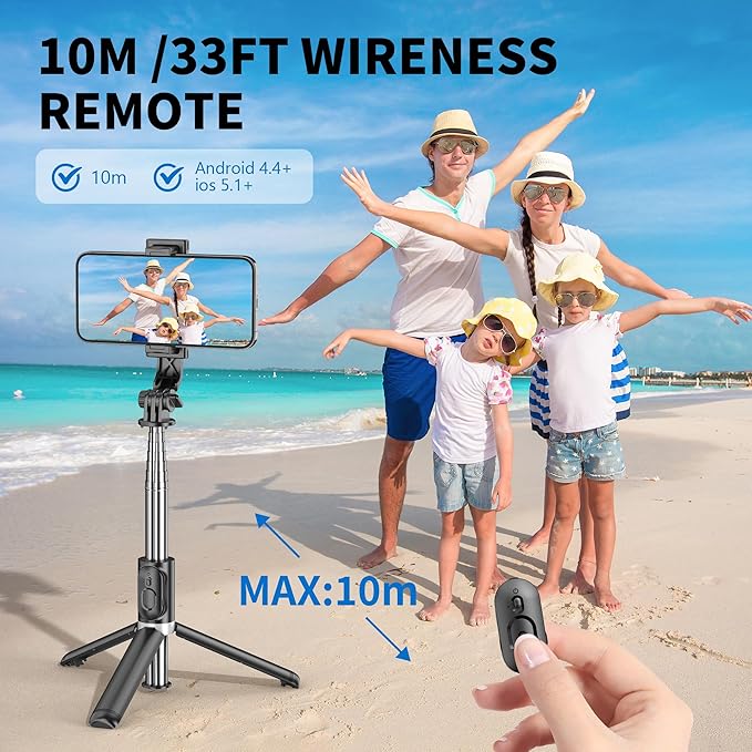 Selfie Stick Tripod, All in One Extendable & Portable iPhone Tripod Selfie Stick with Wireless Remote Compatible with iPhone 17 16 15 14 13 12 pro Xs Max, Galaxy Note10/S20/S10/OnePlus 9/9 PRO etc - Image 3