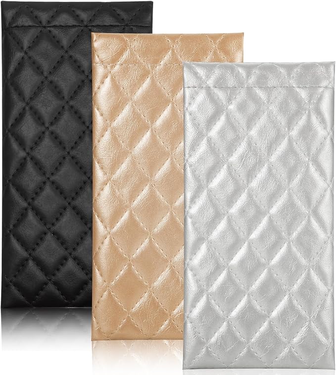 TRIUMPH VISION Eyeglass Case Glasses Case Soft Sunglass Pouch Sleeve 3 Pack | Slim Lightweight Alternative to Bulky Case, Leather Lined Protect Lens, Squeeze Easy to Use, Stylish Portable for Daily Use by TRIUMPHVISION