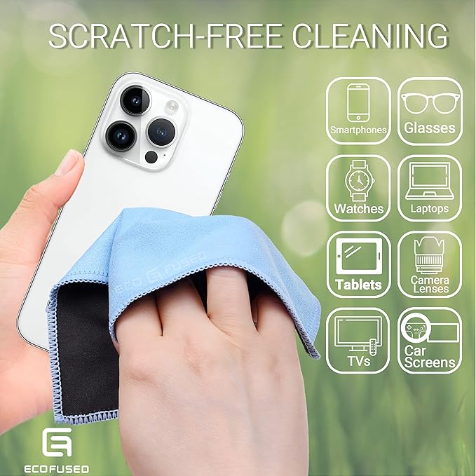 Microfiber Cleaning Cloths - 10 Pack - 6.6 x 6.2" - Double-sided Cleaning Cloths - Microfiber and Suede Cloth for Smartphones, LCD TV, Tablets, Laptop Screens, Camera Lenses and Other Surfaces - Image 3