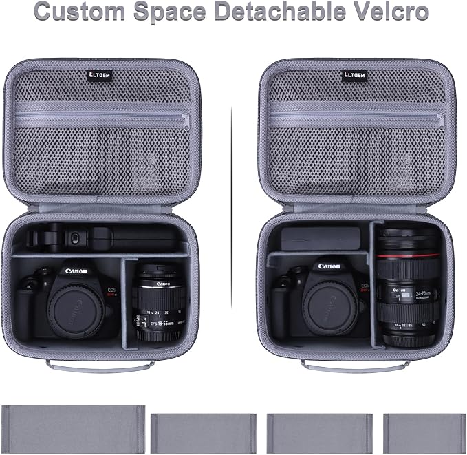 Small Camera Case Bag for Canon EOS Rebel T7/R50//R100 DSLR Camera Gray | Hard Carrying Travel Case for Canon EOS Rebel T7/R50//R100/R6 Mark II/R8/R6 Mark III/R50 V/T6/R10/R5 Mark II DSLR SLR Camera - Image 3
