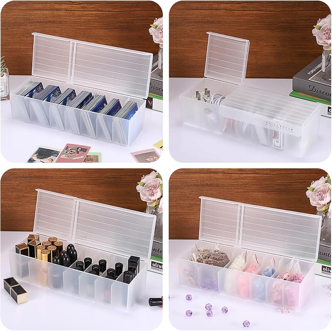 OwnMy Plastic Trading Card Storage Box Clear Trading Card Storage Case | Plastic Card Organizer Box with Dividers, Plastic Baseball Card Storage Box for Game Sports MTG TCG Cards, White - Image 6