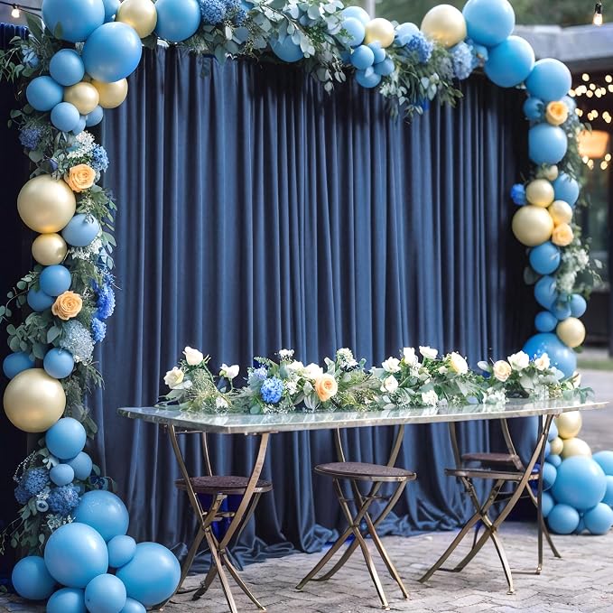 10x12 Navy Blue Backdrop Curtains for Wedding Party Wrinkle Free Backdrops Curtain Drapes Fabric Decorations Photo Back Drop Cloth for Baby Shower Photography Stage Reception 5ft x 12ft,2 Panels - Image 5