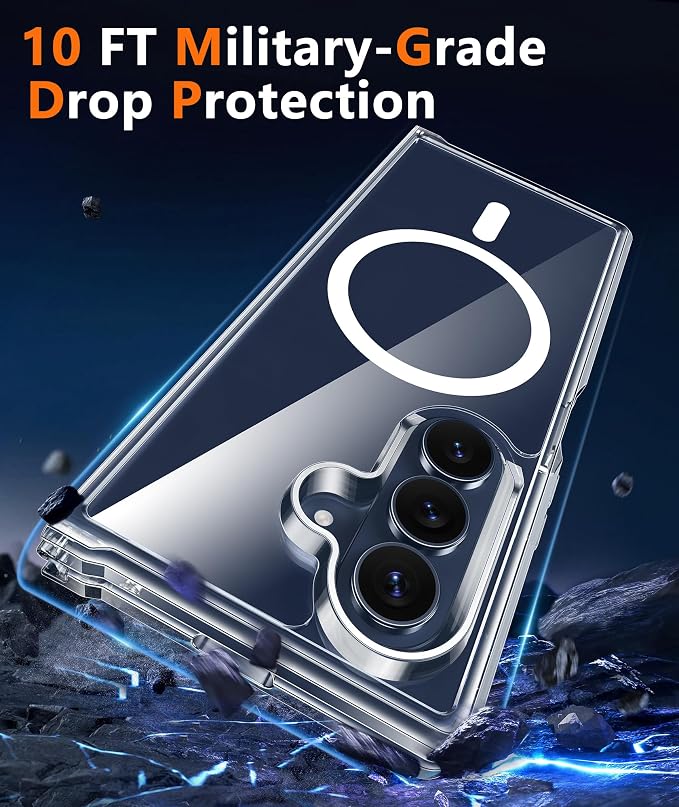 FNTCASE for Samsung Galaxy Z Fold 8 Ultra / Z Fold 7 Case, Fit for Magsafe | Screen Protector, Clear Anti Yellowing, 18FT Military Grade Drop Protection, Shockproof Protective Phone Cover, Transparent - Image 4