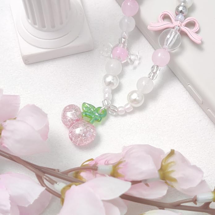 cioatu Phone Charms Cute Cherry Butterfly Cell Phone Lanyard Strap Wrist Strap for Bag Airpods Camera Pendants Decor - Image 5