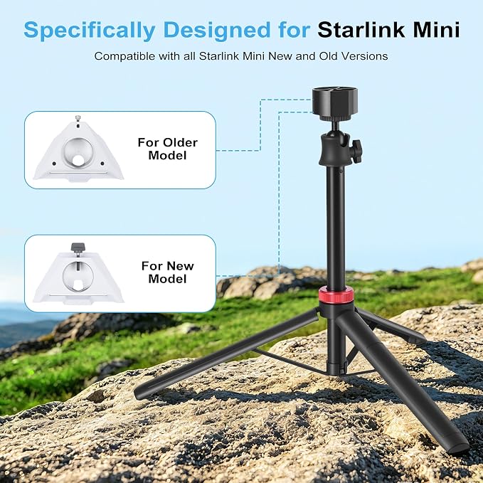 Starlink Mini Tripod Stand Mount with Aluminum Adapter, Portable & 360°Tilt | for All Starlink Mini Models, Starlink Mini Ground Tripod Stand for RV, Backpac Travel, Camping and Outdoor Satellite Setup - Image 2