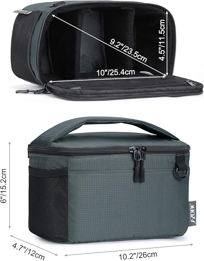 S-ZONE Water Resistant Camera Insert Bag with Sleeve Camera Case | Thicker Padding,Detachable Dividers,Fits in Backpack or Messenger Bag - Image 3