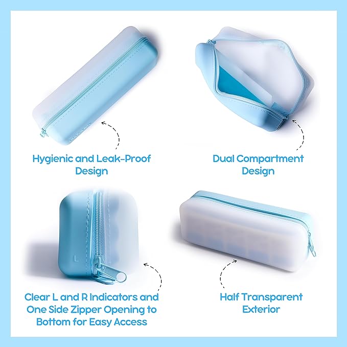 Daily Contact Lens Travel Case, R&L Labels, 30-Lens Holder (Blue) - Image 5