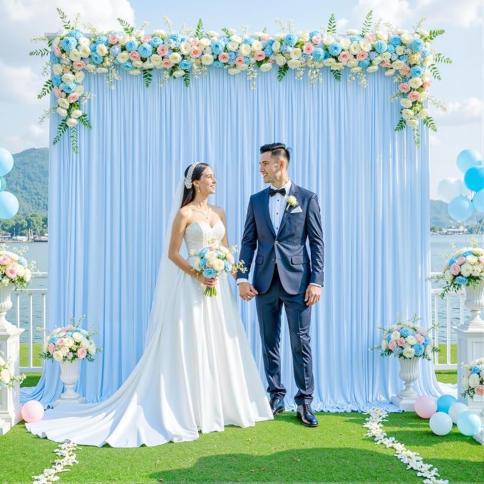 Baby Blue Backdrop Curtain for Baby Shower Parties Wrinkle Free Light Blue Curtains Backdrop Drapes Fabric Decoration for Birthday Party Photography 5ft x 7ft,2 Panels by Tao-GePartyDecorations