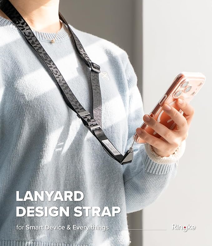 Ringke Phone Lanyard [Lanyard Strap Lettering Black 3] for Camera | Travel Essentials, One-Touch Buckle, Premium Material Phone & Camera Accessories, Adjustable Sturdy Universal Neck Strap - Image 2