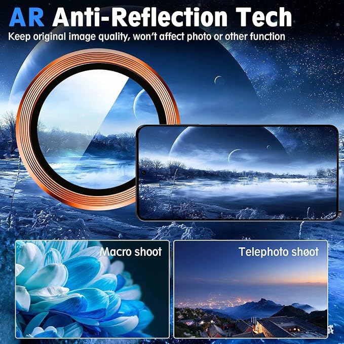 SiHPuoy 2Set Camera Lens Protector for Samsung Galaxy S26/S26 Plus, Orange | 9H+ Tempered Glass, Military Grade Shatterproof,Anti-Scratch, Case Friendly,HD Metal Camera Cover,Does not Affect Night Shots - Image 7
