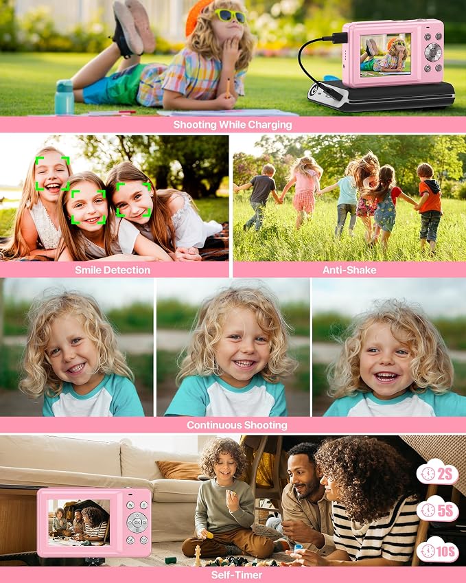 Digital Camera, Latest FHD 1080P Digital Camera for Teens with SD Card Anti Shake Point and Shoot Cameras Portable 16X Zoom Compact Small Cameras for Kids Boys Girls Seniors with Wrist Strap - Image 6