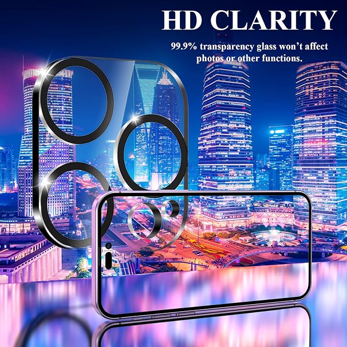 YWXTW [5 Pack Designed for iPhone 14 Pro Max Camera Lens Protector, for iPhone 14 Pro Camera Lens Protector, Night Shooting Mode, Anti Scratch HD Clear 9H Hardness Tempered Glass - Image 5