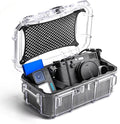 Evergreen Dry Box Tech Organizer – For Camera, Cables, Hard Drives, Memory Cards, Keys, Compatible with GoPro, Airtags (Large, Rubber Boot, Clear) by EvergreenCases