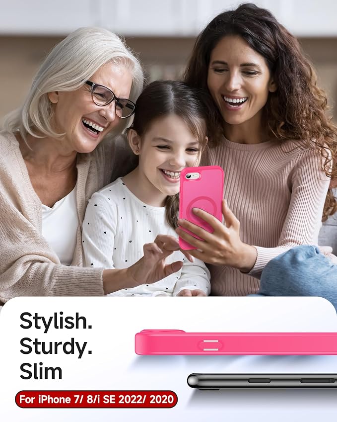 LeYi for iPhone SE-3rd-Generation Case Pink: iPhone SE Cases with [ Camera Cover X2+ Screen Protector X2] i Phone 8 Cover iPhone 7 for Magsafe Magnetic Slim SE3 3rd Generation SE2 2nd Gen, Hot Pink - Image 6