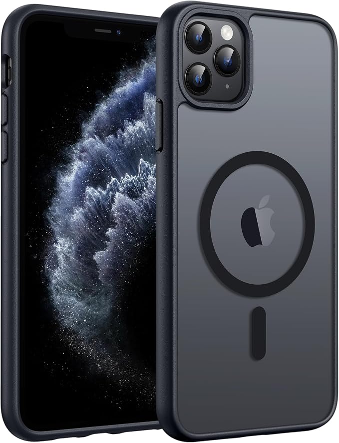 FNTCASE for iPhone 11 Pro Case, Fit for Magsafe, Translucent Matte Back | Magnetic Phone Cases, 14FT Military Grade Drop Protection, Shockproof Bumper, Slim Protective Cover, Black by FNTCASE