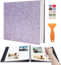 Large Photo Album Scrapbook – Holds 4x6, 8x10 Pictures – Self-Adhesive Pages for Baby, Wedding, Travel & Family Memories | Includes Metallic Pen & Scraper/Light Purple Large DIY Memory Book for Gifts by HoneyTolly