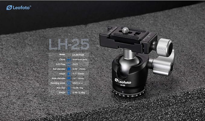 Leofoto Killer Kit MP-285C + LH-25 Ball Head 5 Section CF Travel Monopod Carbon Fiber 60" Tall 17" Folded 1/4" & 3/8" - Image 6