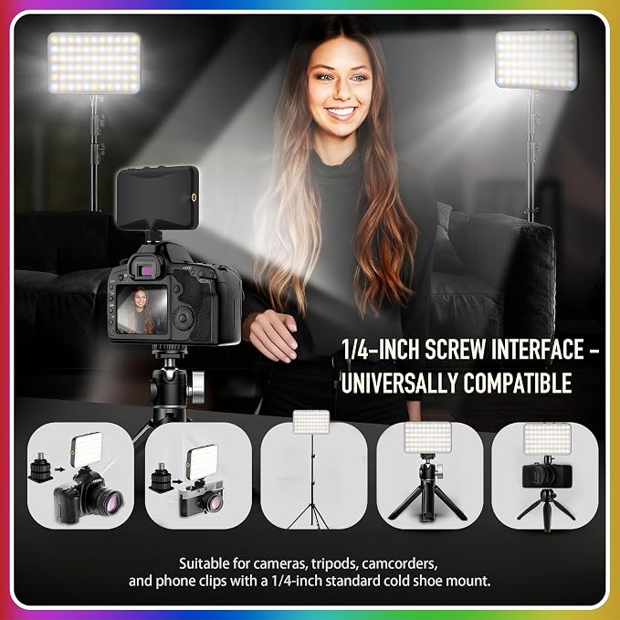 91 LED Portable Charger Selfie Light Video Conference Lighting | with Clip & Camera Tripod Adapter, Rechargeable 2000mAh, CRI 96+, 4 Light Modes, for Phone iPhone Webcam Laptop Makeup - Image 8