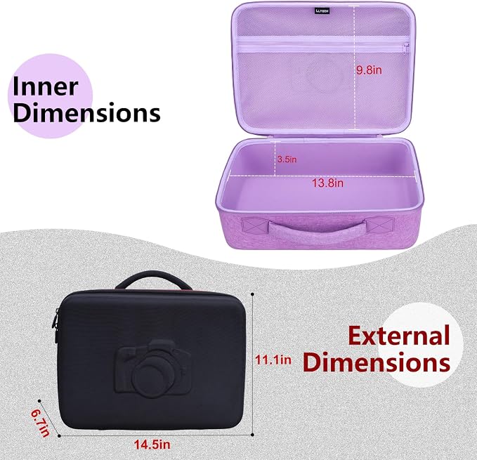 Large Camera Case Bag for Canon/Sony/Nikon Camera and Multiple Lens Beige | Hard Travel Carrying Case Bag for Canon/Sony/Nikon DSLR SLR Mirrorless Camera and Multiple Lens with 5 Dividers - Image 4