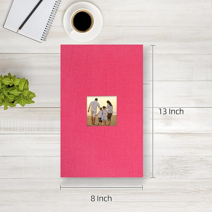 potricher Photo Album 4x6 Pictures, 300 Pockets, Linen Cover, Rose Red | Linen Cover, Front Window, Large Capacity 4x6 Picture Albums, Photo Book for Family, Wedding, Anniversary, Baby, Keepsake - Image 2
