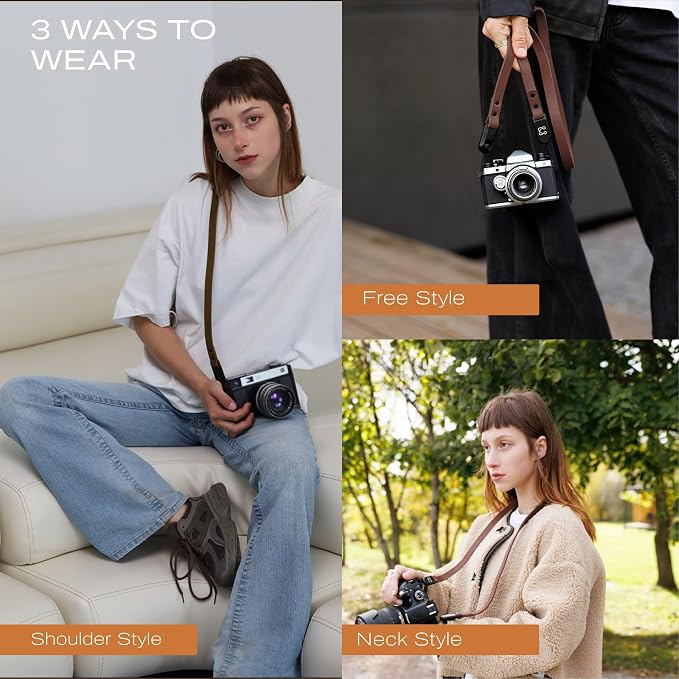 Slim Leather Camera Strap with Quick Release, Neck, Shoulder Strap - Image 4