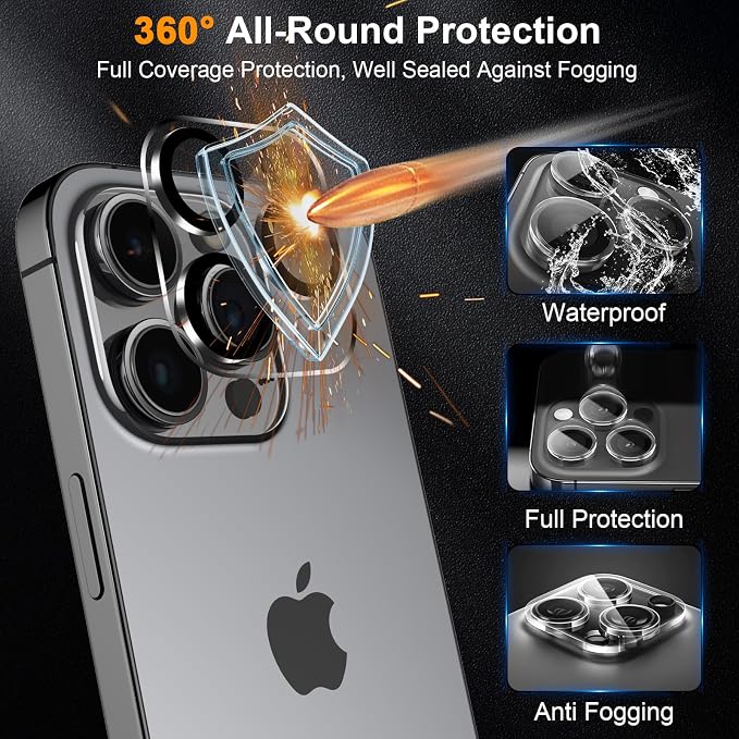 SIBEITU Screen Protector for iPhone 15 Pro Max 6.7 Inch Tempered Glass | 3 Pack Screen + 3 Pack Camera Lens Protector, HD Clear 9H Hardness, Scratch Resistant, Sensor Protection, Case Friendly - Image 4