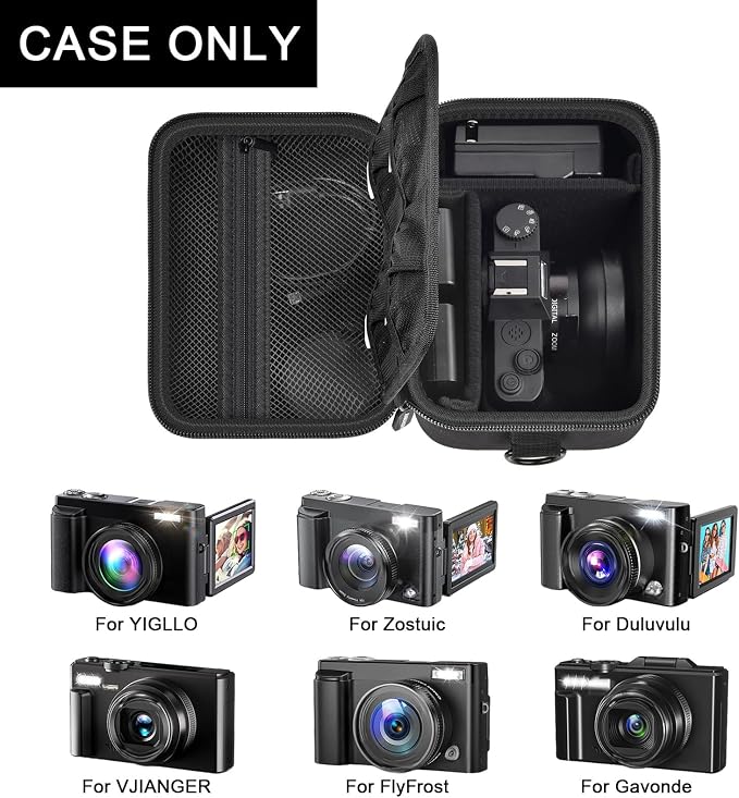 ANKHOH Vlogging Camera Case for Duluvulu/Zostuic/YIGLLO/Gavonde/Canon/Kodak | SD Card & Battery Storage, Accessory Pocket, Travel Carrying Bag, Case Only, For Creators Photography & Travel, Black - Image 2