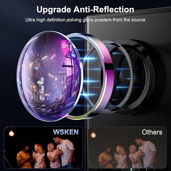 WSKEN for Samsung Galaxy S24 Ultra Camera Lens Protector - Ultra Thin | Case Friendly, 9H Shatterproof Tempered Glass, Anti Scratch Metal Circle, Camera Screen Protector Cover Accessories, Colorful - Image 2