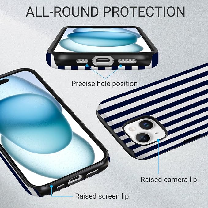 TPU Phone Case for iPhone 15, MagSafe Wireless Charging Compatible, Shockproof Slim Fit Protective Cover with Anti-Yellowing & Raised Camera Protection (Stripe 3, iPhone 15) - Image 3
