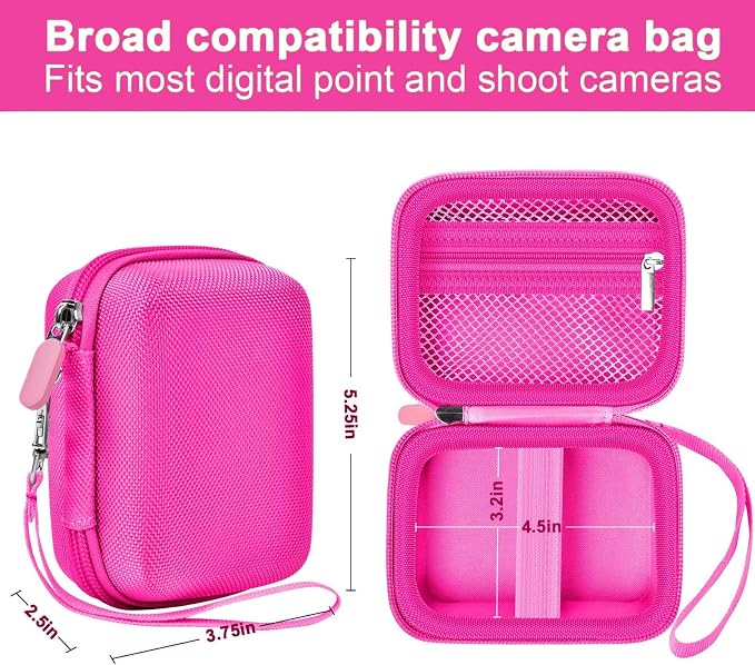 ALKOO Digital Camera Case for CAMKORY/Pouch for KODAK PixproRose Red | for Lecran/for VAHOIALD Point and Shoot Camera, Hard Carrying Case with Mesh Pocket, Compact for Vlogging, Travel and Storage - Image 3