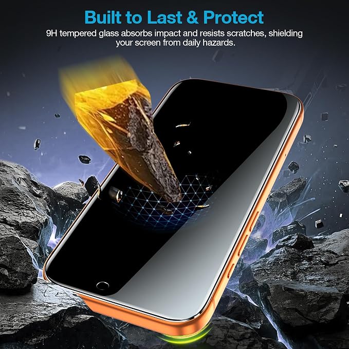 Fotbor [3+3 Pack Privacy Screen Protector for iPhone 17 Pro, 26° Anti-Spy & Blue Light Filter Tempered Glass with 3 Camera Lens Protectors, 3X Reinforced, Easy Alignment - Image 5