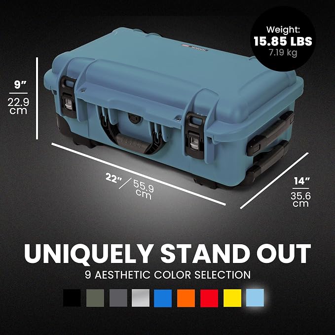 NANUK 935 Pro Photo Kit Camera Case, Waterproof Wheeled Hard Case, Carry-On | 22” x 14” x 9”, Protects Cameras & Lenses During Travel, Padded Dividers, Lockable, For DSLR & Mirrorless Cameras, Cyan - Image 5