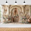6X4ft Boho Floral Wedding Backdrop Retro Elegant Flowers Wall Photography Background Beige Vintage Wedding Bridal Shower Mother's Day Event Party Home Art Decor Portrait Photoshoot Props by JAWO