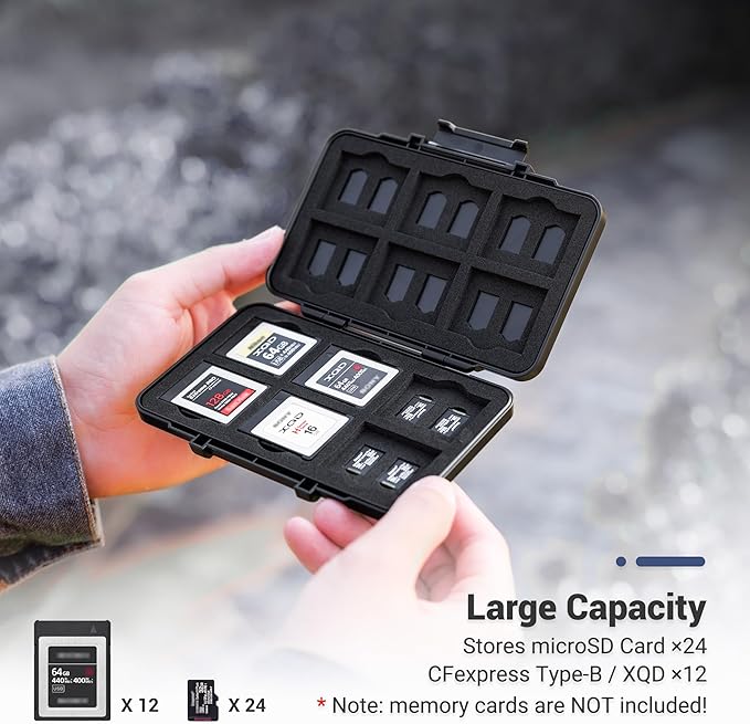 [Large Capacity] XQD Card CFexpress Type B Card Case Holder Storage, 36 Slots Memory Card Organizer Box for 24 TF Micro SD and 12 CFexpress Type-B Cards, for Nikon Z8 Z9 Z6III Z6II Z7II Z6 Z7 D4 D850 - Image 2