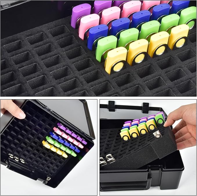 FULLCASE USB Flash Drive Case,104-Slot Thumb Drive Storage Organizer Black | USB Flash Drive Organizer,with Dual-size Removable Foam, Hard Shell,Snap Latch and Carry Handle,Case Only - Image 4