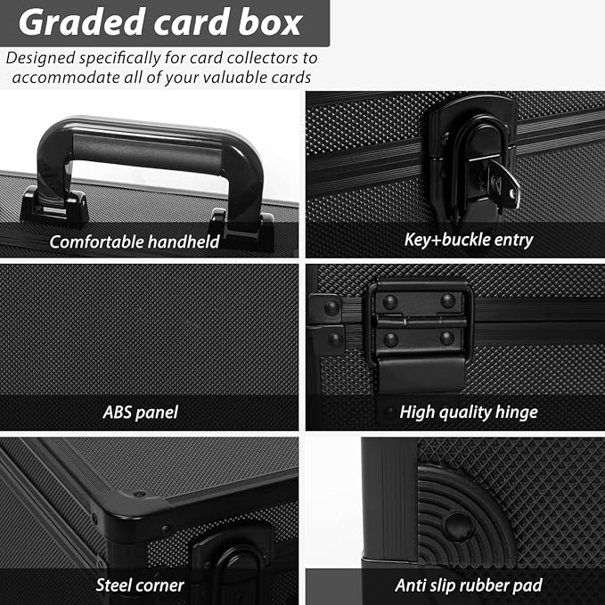 Graded Card Case, Storage Organizer Box for Sports Trading Card Slab Holder | Protable Aluminum Alloy Graded Card Storage Box Compatible with 60+ Card Slabs, Sports Trading Card Case Fits PSA, CSG, BGS - Image 3