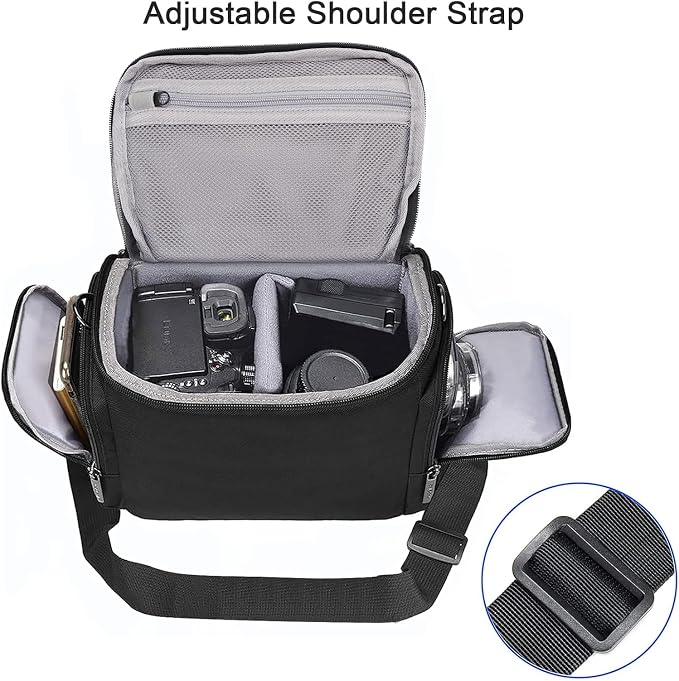 CADeN Camera Shoulder Crossbody Bag Case Compatible for Nikon, Canon, Sony SLR/DSLR Mirrorless Cameras and Lenses Waterproof(1.0 M, Black) - Image 5