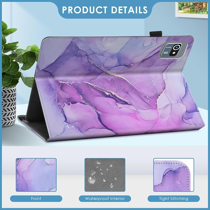 DETUOSI Universal 10.1 inch Tablet Case,Scratch Resistant | For ECOPAD ‎TH-KK12C,URAO X109,Aiprotablet C20e,Folio Leather Protective Cover,2-Angle Viewing Stand,3 Card Slots,Purple - Image 7