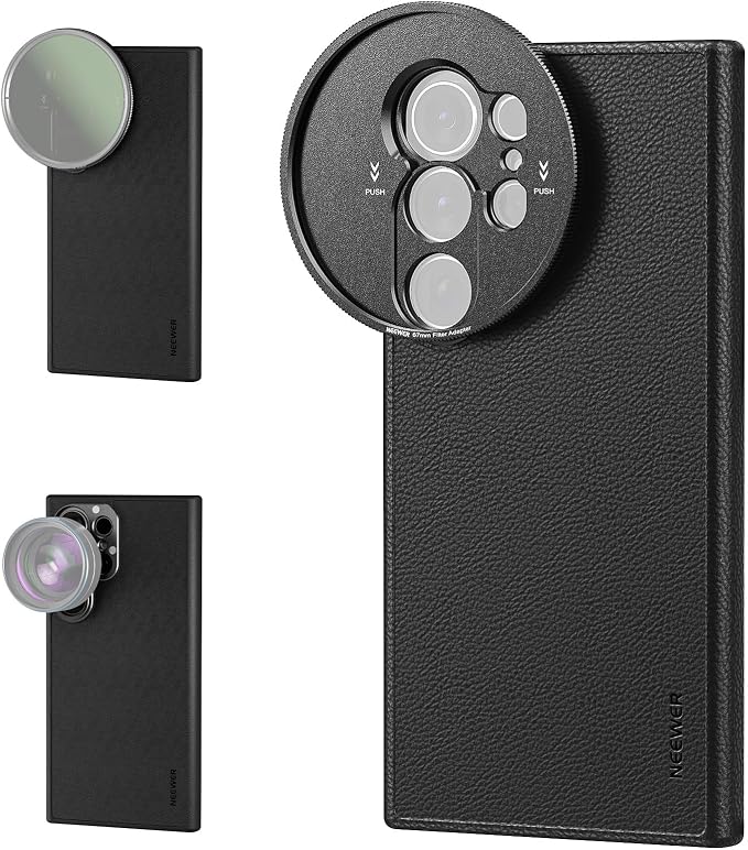 NEEWER S25 Ultra Case, Protective Faux Leather Phone Case with 17mm Lens Mounts & 67mm Filter Adapter for Video Recording, Compatible with Samsung Galaxy S25 Ultra MagSafe Charging, PA092 by Neewer