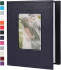 RECUTMS Small Photo Album 4x6 52 Photos Leather Baby Picture Book Dark Blue | White Inner Pages, 52 Vertical Pockets, Mini Albums for Family Wedding Travel, DIY Front Window, Artwork or Postcards Storage by RECUTMS