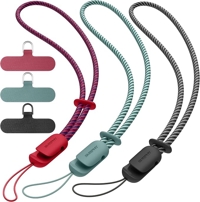 SURPHY 3 Pack Phone Wrist Strap, Phone Lanyard with Cellphone Tether Tab | Phone Strap Charm, Camera Wrist Strap with 2-Color Braided, Phone Wristlet, Wrist Lanyard for Case by SURPHY