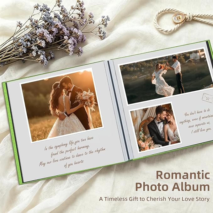 Popotop Photo Album Self Adhesive with Picture Display Window,60 Pages DIY Scrapbooking Supplies Kit for 4x6 8x10 Picture,Linen Cover Memory Book for Baby Wedding, with Scraper and Metallic Pen - Image 5