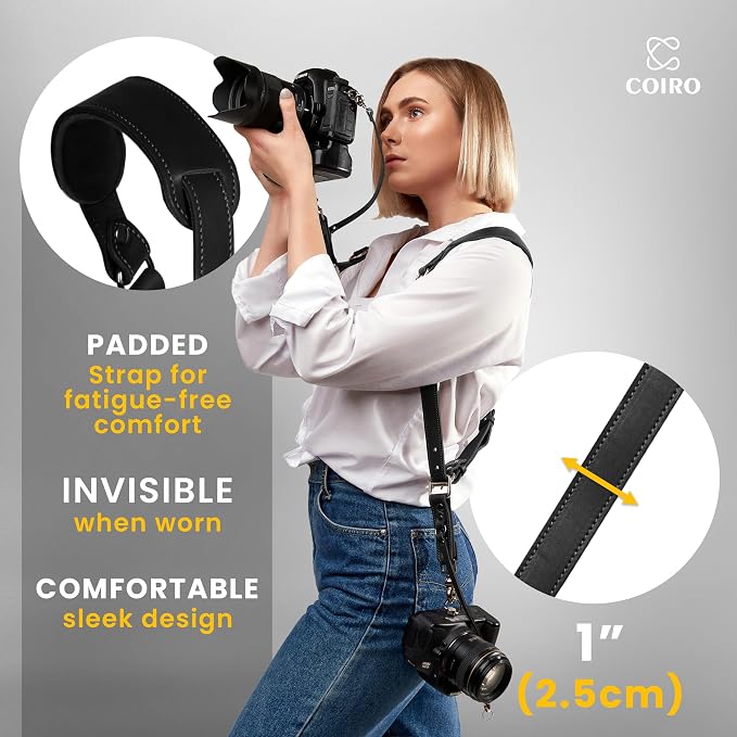 Dual Camera Harness Leather Camera Strap DSLR/SLR, All-Day Comfort - Image 2