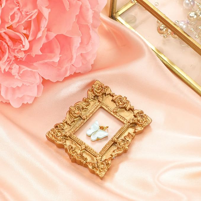 Vicenpal 80 Pcs Gold Mini Vintage Picture Frames Bulk | Small Vintage Photo Frames, Antique, Resin, Baroque, Ornate, Cute Wallet Size, for DIY Jewelry Gifts Christmas Wedding Decor - Image 2