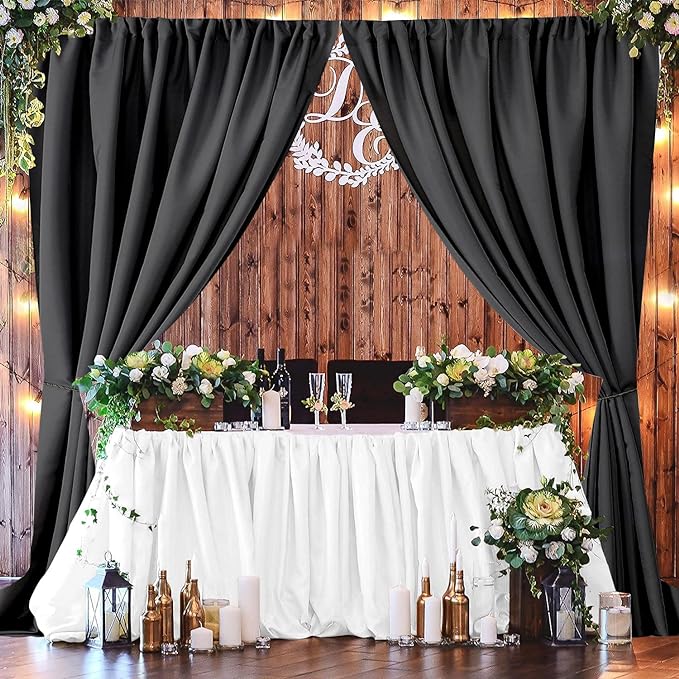 Joydeco Black Backdrop Curtain for Parties, Wrinkle Free Black Curtains Photo Backdrop for Wedding Decor, Birthday Party Graduation Baby Shower Photography(5ft x 7ft, 2 Panels) - Image 2