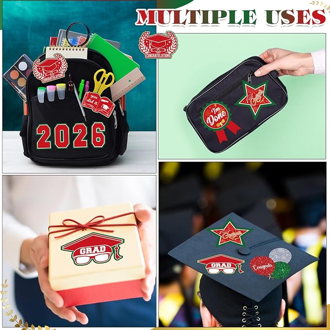 Glenmal Red White Green Graduation Photo Display Board Sticker Class of 2026 Picture Display Stickers Accessories for 2026 Grad Party College Board Photo Frame Decor (12x9inch,3.9x4.7inch) - Image 5