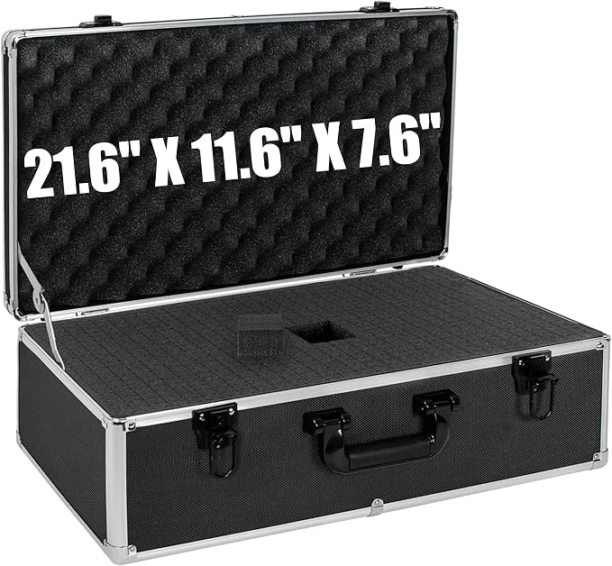 22 Inch Hard Carrying Case | Ideal for Wireless Mic System Storage & Camera Gear Transportation with Customizable Pre-Diced DIY Foam, Black by ITHWIU