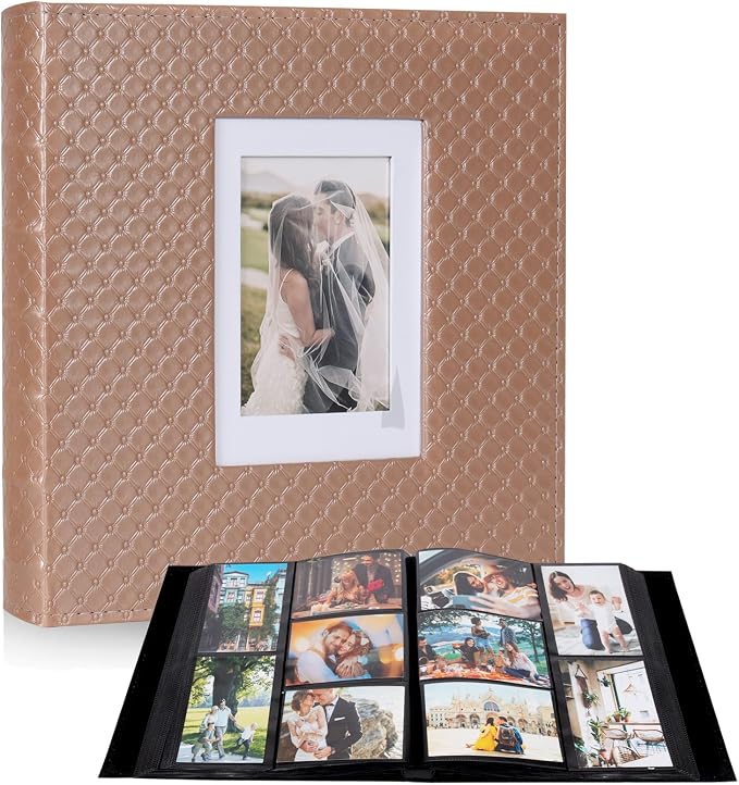 RECUTMS Photo Albums 4x6 Pictures, 600 Pockets Large Capacity Picture Album | Acid-Free Black Pages, Leather Cover, Dual Horizontal/Vertical Pockets, Custom Photo Cover, Perfect for Wedding, Family&Trave by RECUTMS