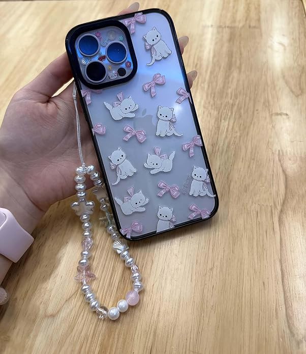 Beaded Phone Charm Lanyard Strap Girly Style Fixed Beads Pearl Lanyards - Image 2